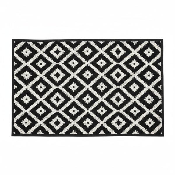 Bold Monochrome Geometric Diamond Doormat