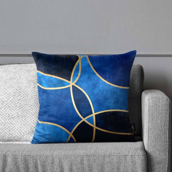 Blue Gold Round Throw Soft Pillow - Image 2