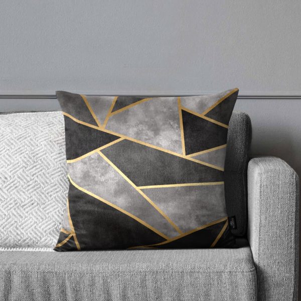 Grey Gold Triangle Soft Cushion - Image 2