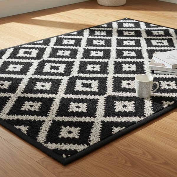 Bold Monochrome Geometric Diamond Doormat - Image 2