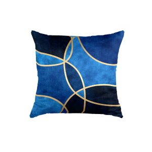 Blue Gold Round Throw Soft Pillow