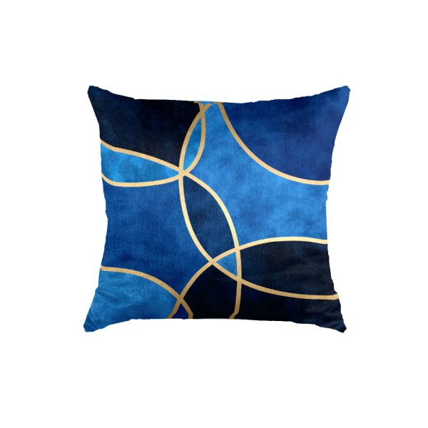 Blue Gold Round Throw Soft Pillow