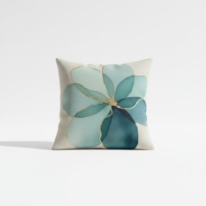 Abstract Aquamarine Bloom Accent Pillow