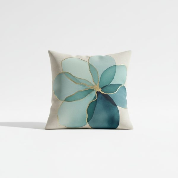 Abstract Aquamarine Bloom Accent Pillow