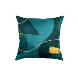 Sea Green with Gold Abstract Soft Cushion