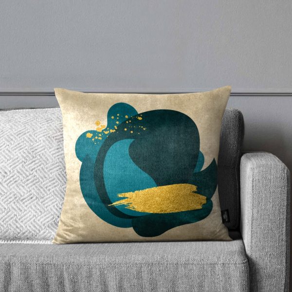 Sea Green with Gold Brushes Soft Cushion - Image 2