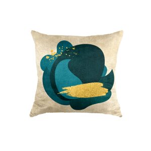 Sea Green with Gold Brushes Soft Cushion