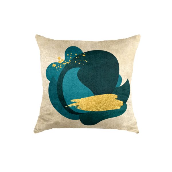 Sea Green with Gold Brushes Soft Cushion
