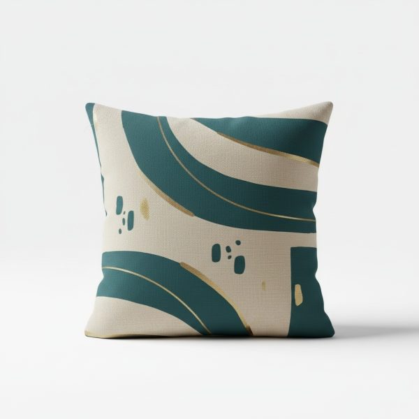 Teal & Gold Arched Minimalist Cushion