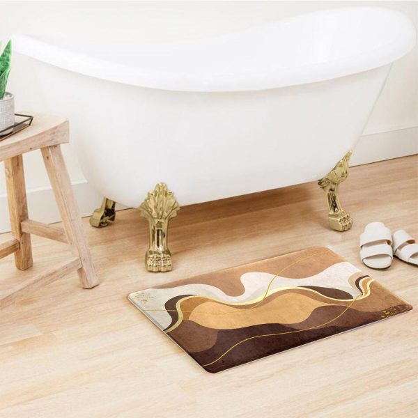 Super Soft Wavy Door Mat Beige Brown - Image 3