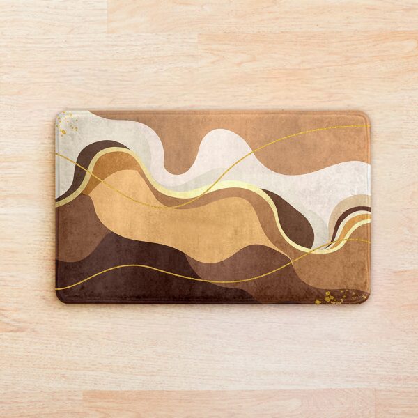 Super Soft Wavy Door Mat Beige Brown - Image 2