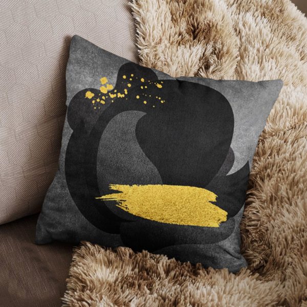 Shades of Grey with Gold Brushes Soft Cushion - Image 2