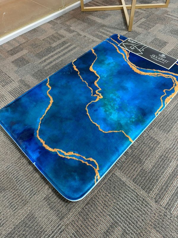 Sea Blue Abstract Super Soft Door Mat - Image 3