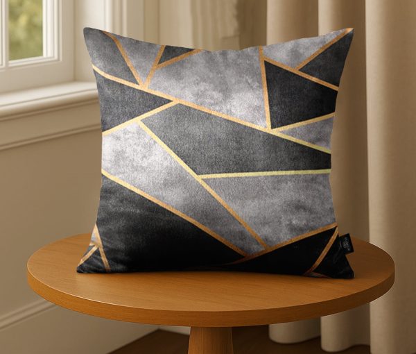 Grey Gold Triangle Soft Cushion - Image 3