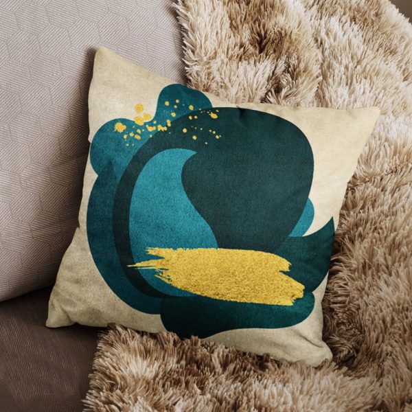 Sea Green with Gold Brushes Soft Cushion - Image 3